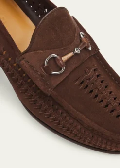 GucciMen's Horsebit 1953 Woven Suede Bit Loafers