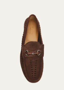 GucciMen's Horsebit 1953 Woven Suede Bit Loafers