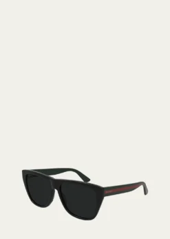 GucciMen's Rounded Web Acetate Sunglasses