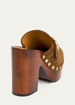 Gucci70mm Double G Suede Platform Clogs