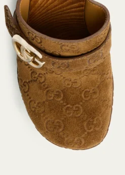 Gucci70mm Double G Suede Platform Clogs