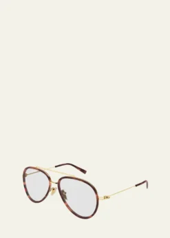 Gucci56mm Injected Acetate & Metal Aviator Sunglasses