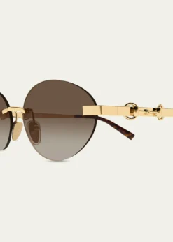 Gucci58mm Metal & Acetate Oval Sunglasses