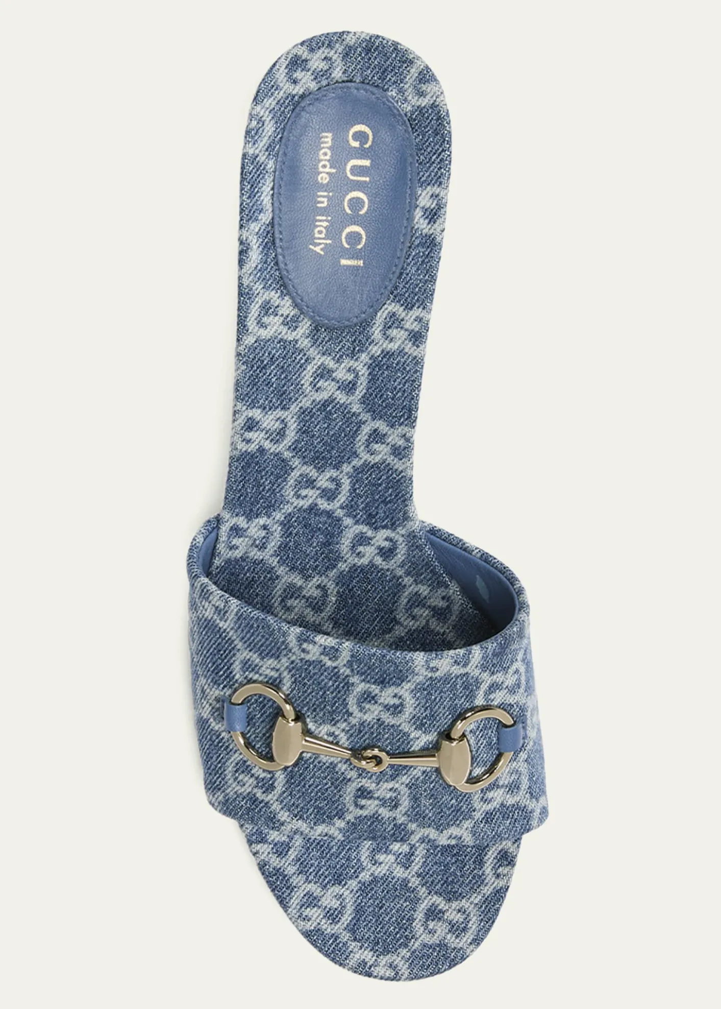 Gucci55mm Siaga GG Monogram Denim Block-Heel Sandals