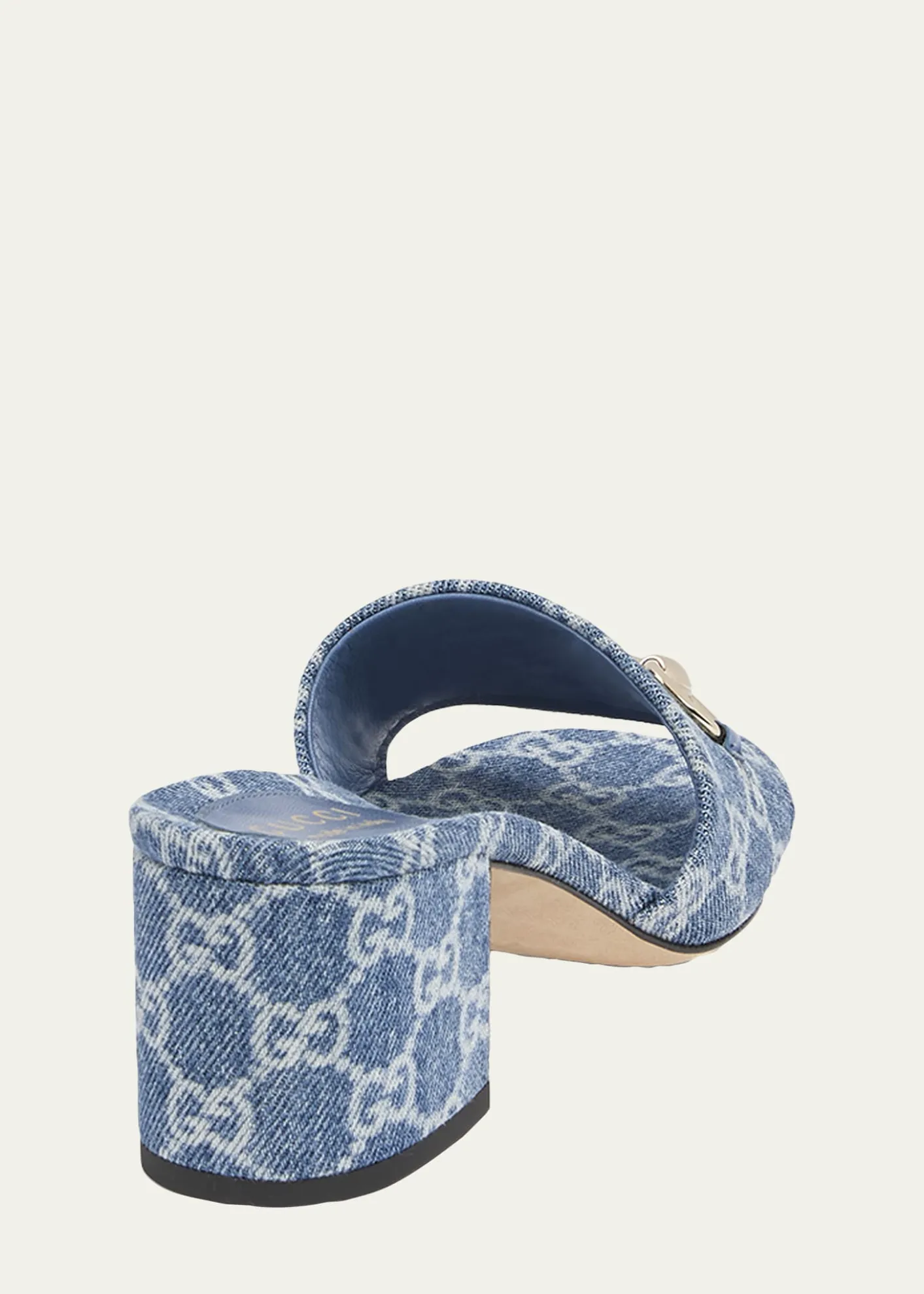 Gucci55mm Siaga GG Monogram Denim Block-Heel Sandals