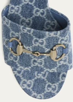 Gucci55mm Siaga GG Monogram Denim Block-Heel Sandals