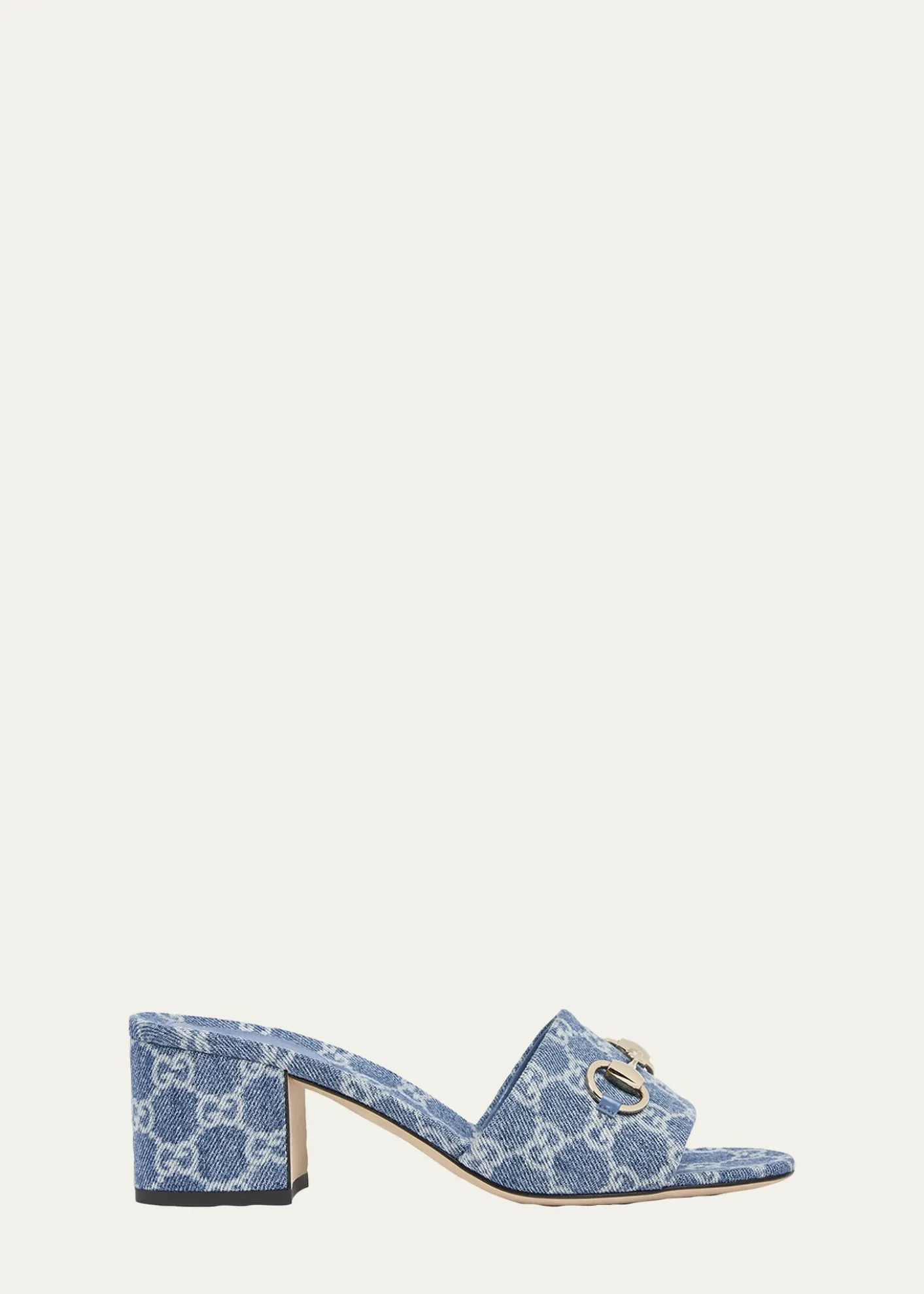 Gucci55mm Siaga GG Monogram Denim Block-Heel Sandals
