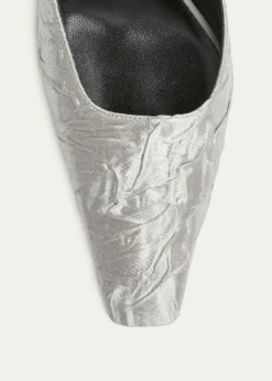 Gucci55mm Textured Metallic Silk Mule Pumps