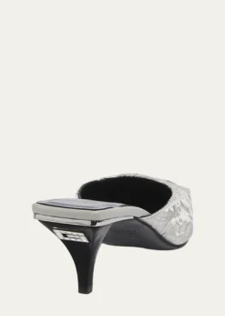 Gucci55mm Textured Metallic Silk Mule Pumps