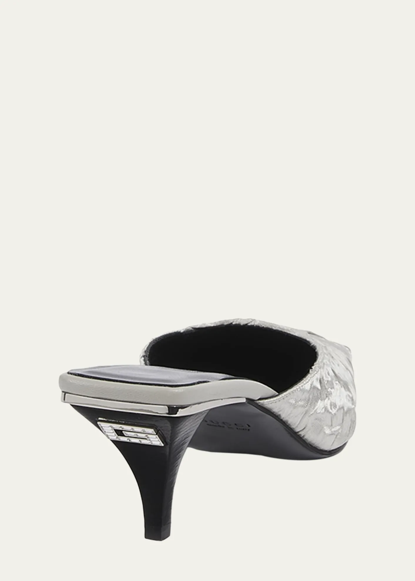 Gucci55mm Textured Metallic Silk Mule Pumps