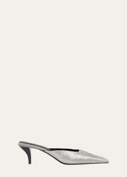 Gucci55mm Textured Metallic Silk Mule Pumps