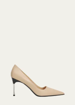 Gucci85mm Trinity Leather Pointed-Toe Pumps