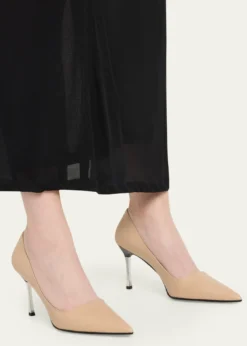 Gucci85mm Trinity Leather Pointed-Toe Pumps