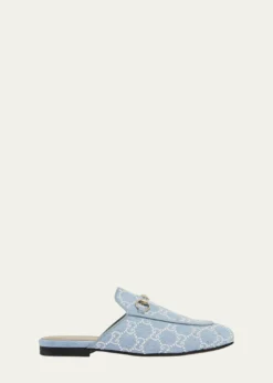 GucciPrincetown Pearly GG Denim Mules