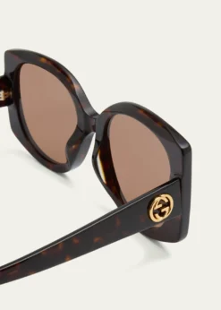 GucciRaised Interlocking GG Acetate Butterfly Sunglasses