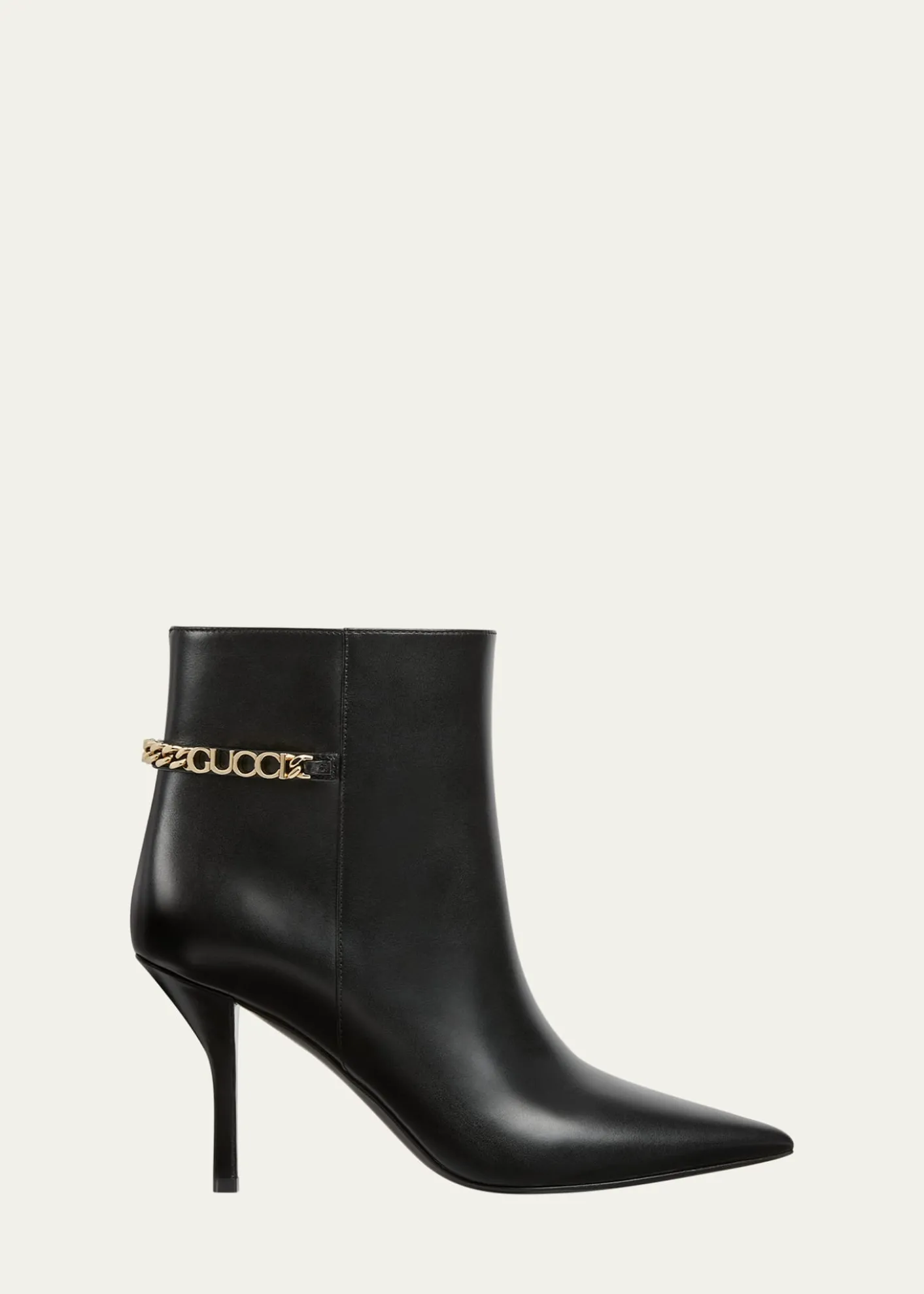GucciSignoria Leather Chain Ankle Booties