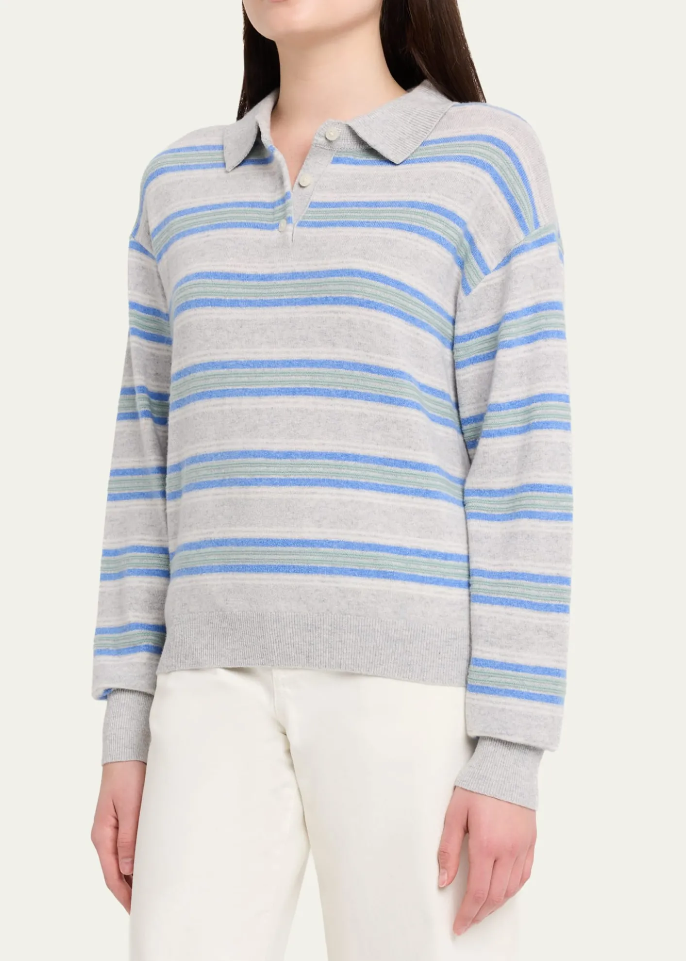 Guest in ResidenceCollegiate Stripe Cashmere Polo