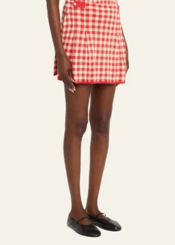 Guest in ResidenceGingham Pleated Mini Skirt