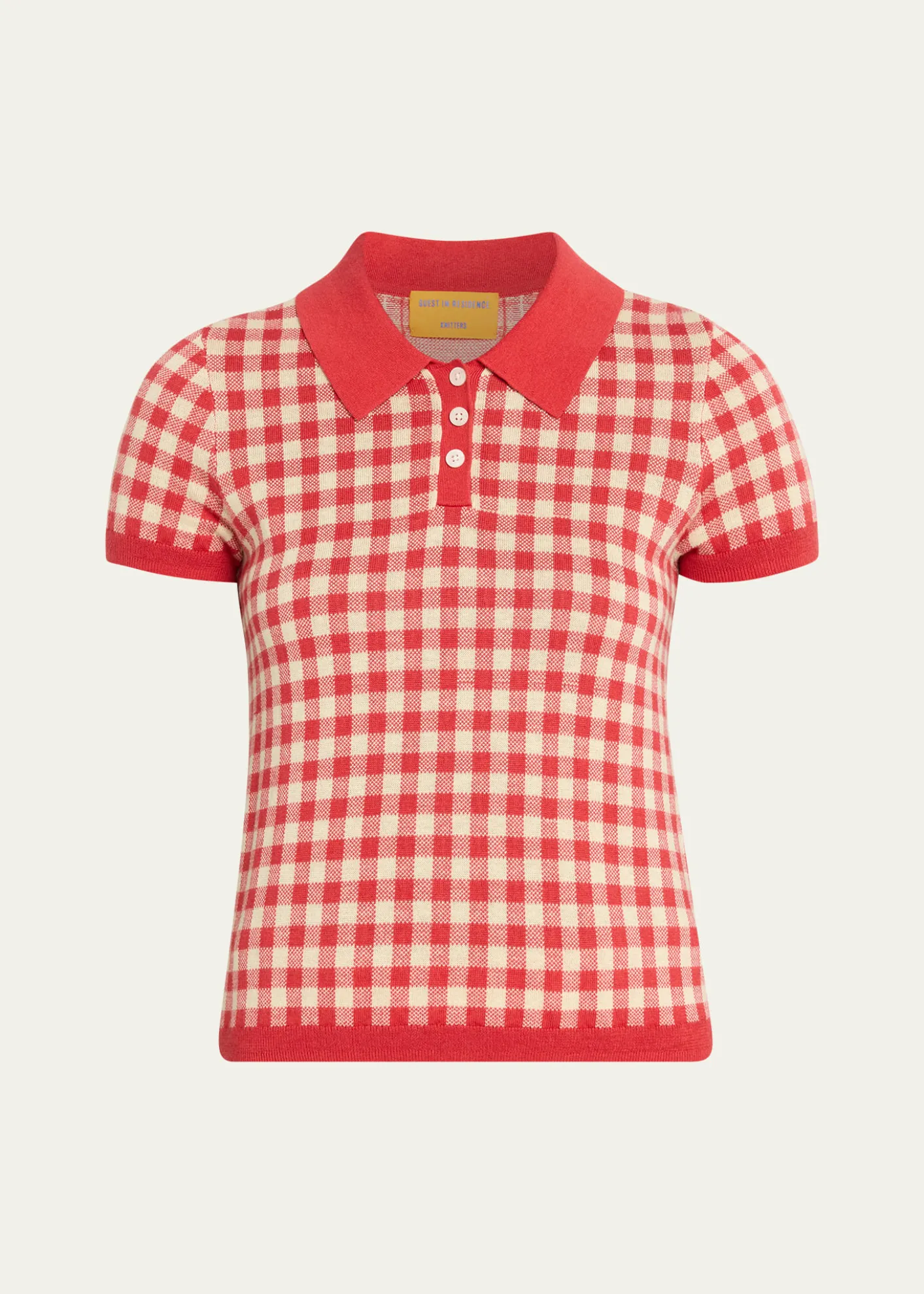 Guest in ResidenceGingham Shrunken Silk-Linen Polo