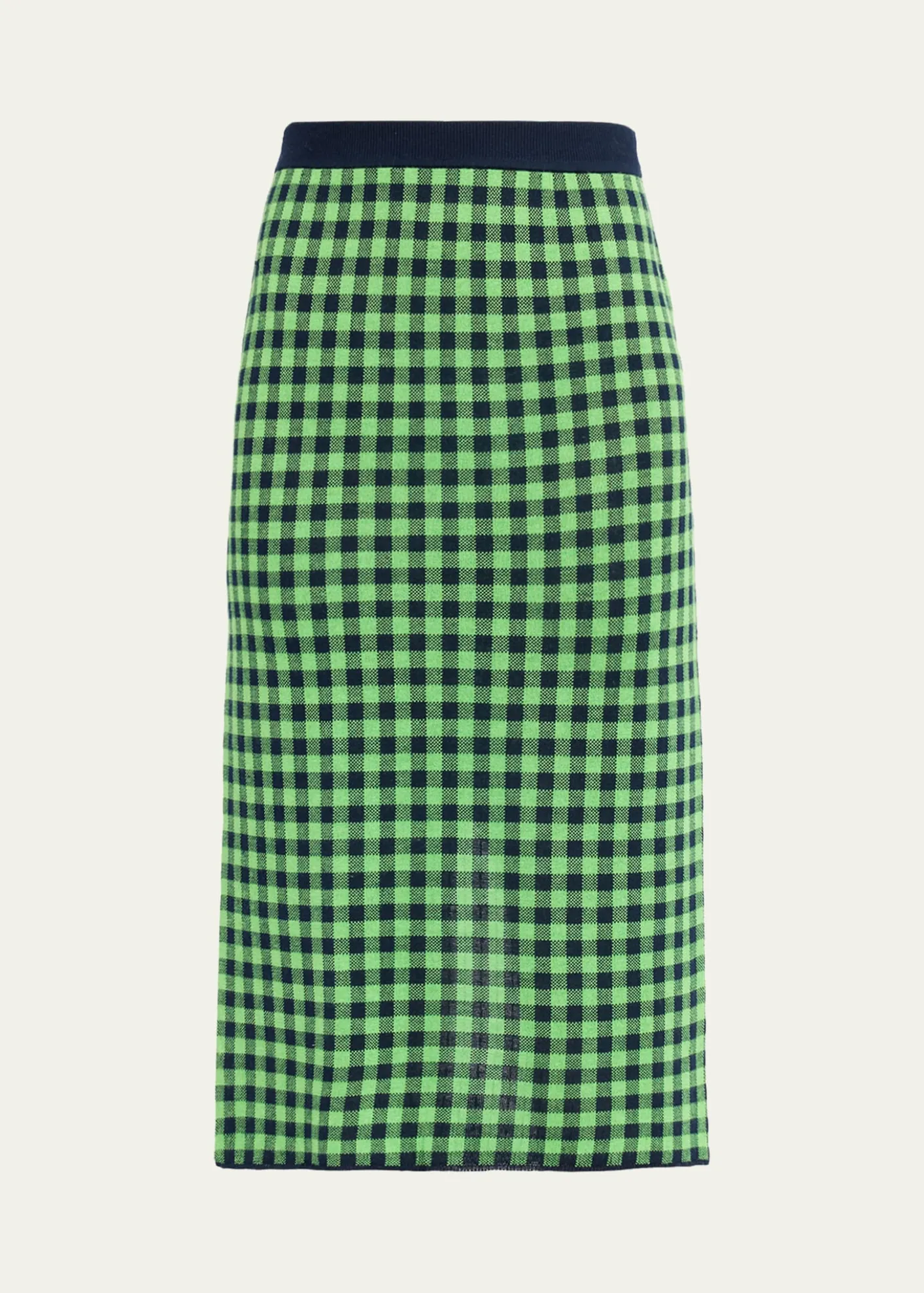 Guest in ResidenceGingham Silk-Linen Midi Skirt