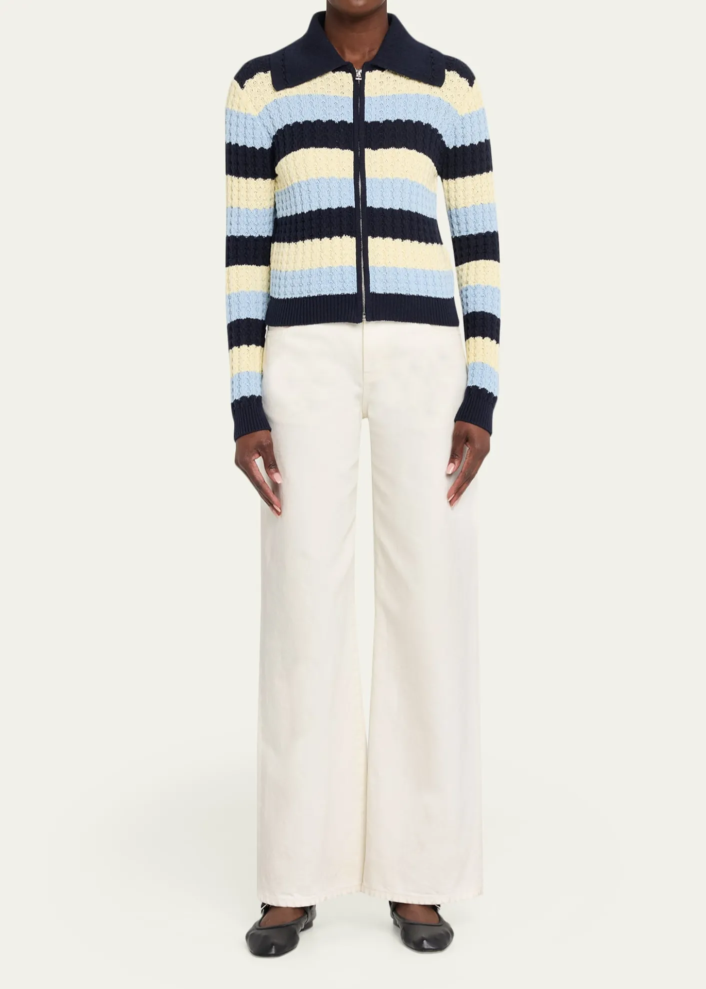 Guest in ResidenceKirby Striped Cable-Knit Jacket
