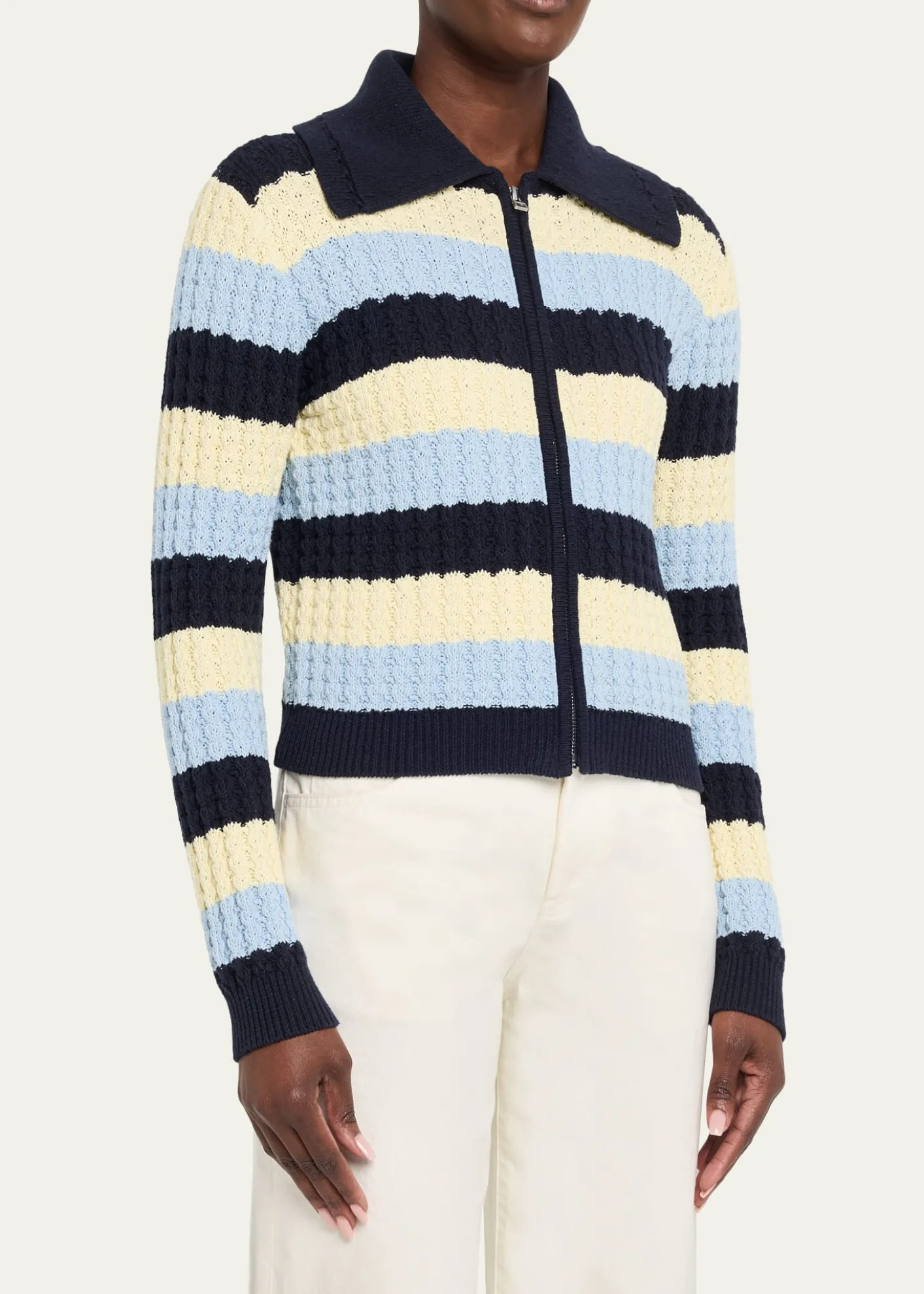 Guest in ResidenceKirby Striped Cable-Knit Jacket