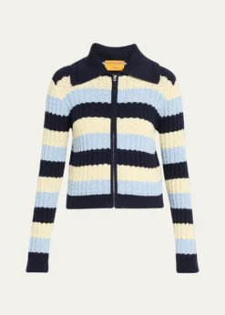 Guest in ResidenceKirby Striped Cable-Knit Jacket