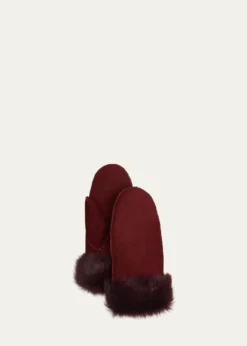 Gushlow and ColeFull Palm Toscana Trimmed Shearling Mittens