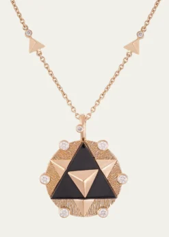 Gyan JaipurAravali Yantra Diamond and Black Onyx Pendant Necklace