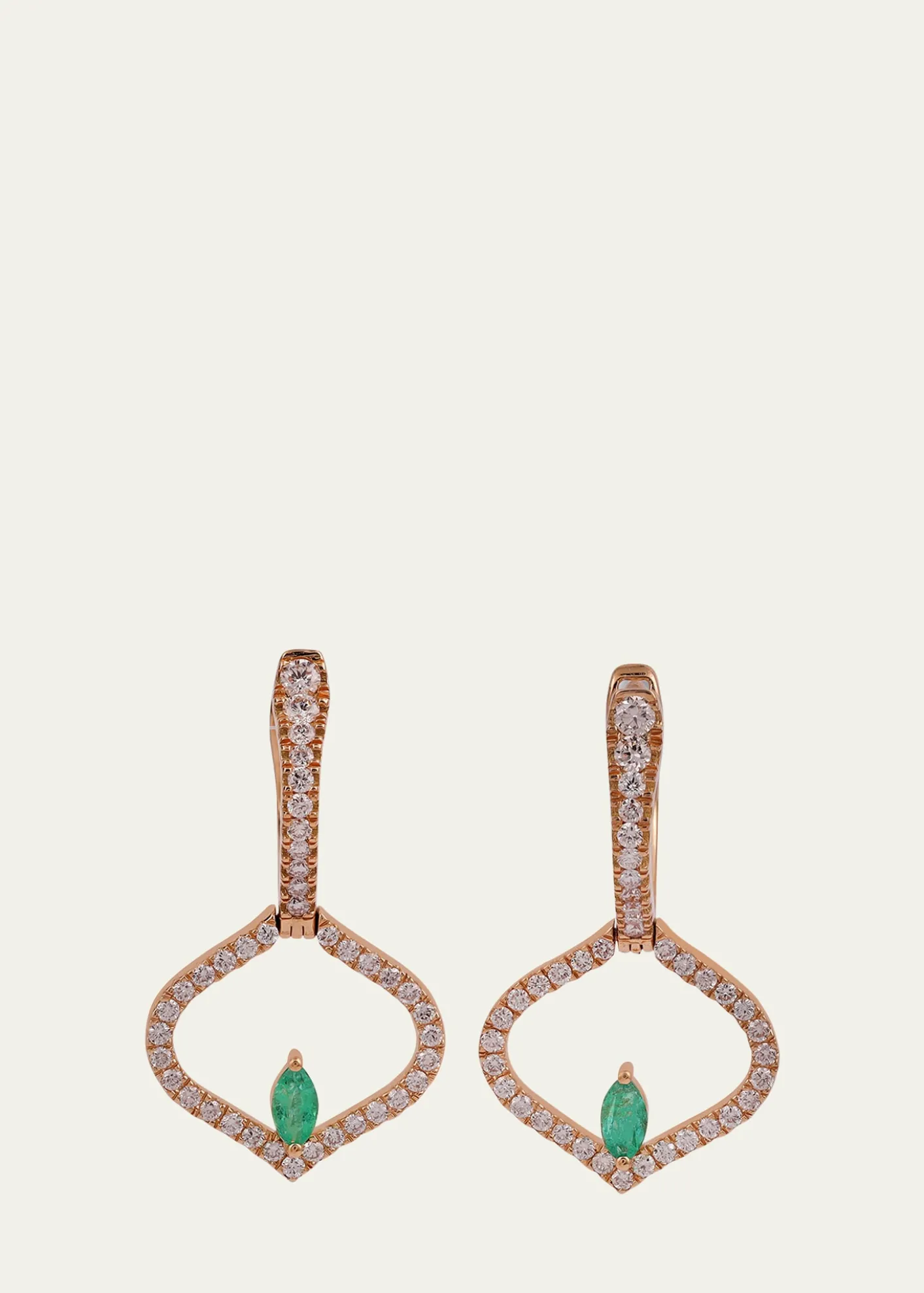 Gyan JaipurSarai Diamond and Emerald Single Motif Earrings