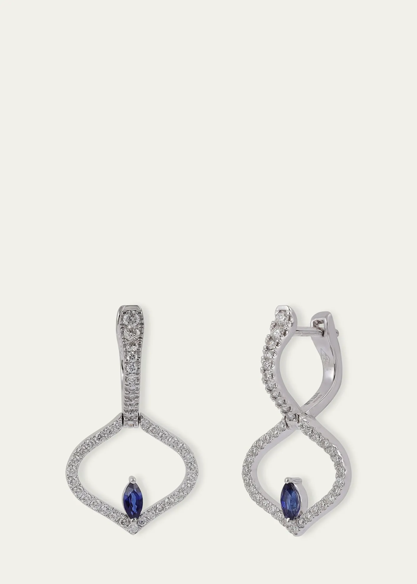 Gyan JaipurSarai Diamond and Blue Sapphire Single Motif Earrings