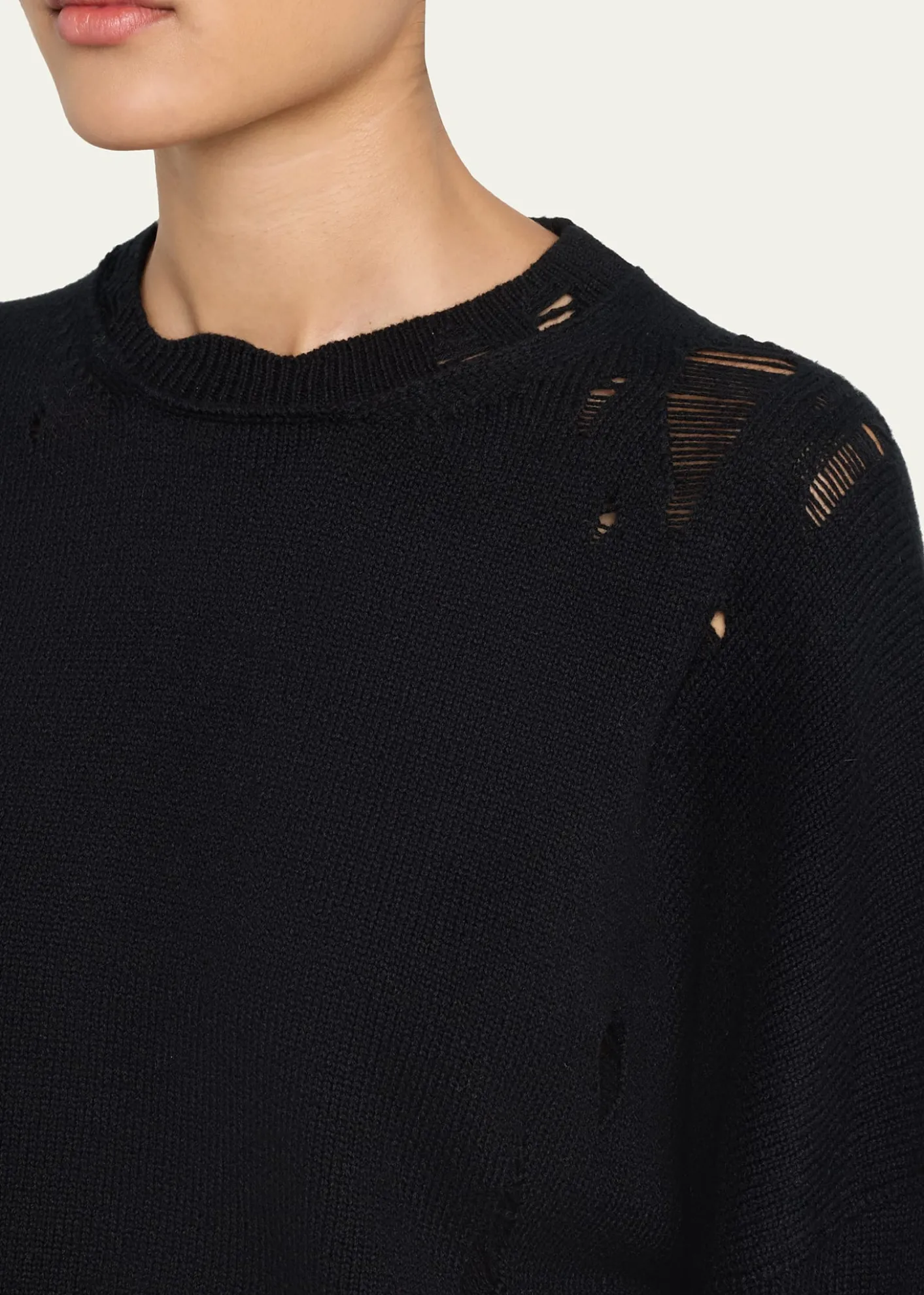 HAIKUREMarcy Distressed Wool Crewneck Sweater