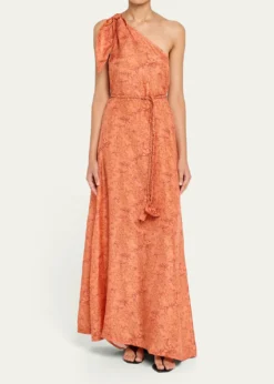 Hannah ArtwearHelena Floral Silk Asymmetric Gown