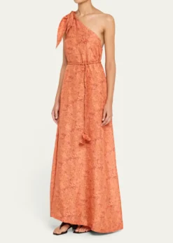 Hannah ArtwearHelena Floral Silk Asymmetric Gown