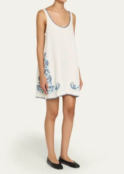 Hannah ArtwearSara Embroidered Linen Mini Dress