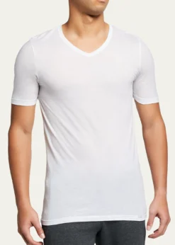 HanroMen’s Ultralight Cotton V-Neck T-Shirt