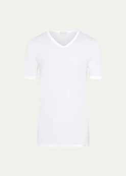 HanroMen’s Ultralight Cotton V-Neck T-Shirt