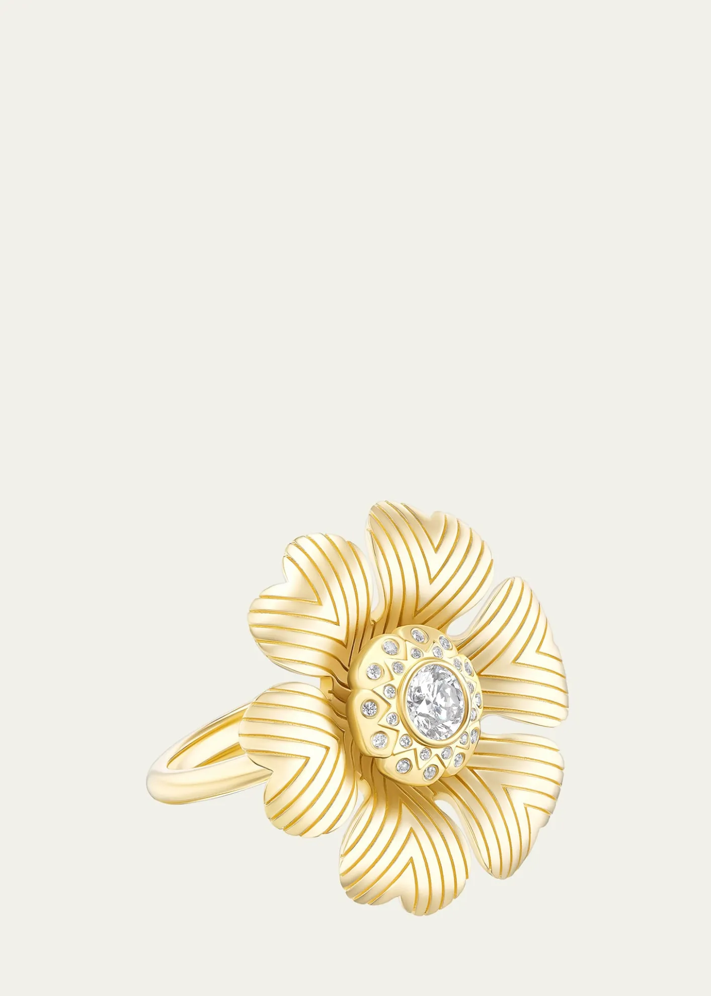 Harwell Godfrey18K Yellow Gold Camellia Ring with Diamonds