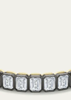 HauteCarat18K Emerald Cut Bezel Lab Grown Diamond Tennis Bracelet