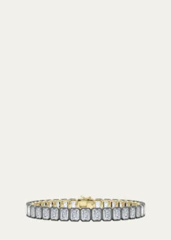 HauteCarat18K Emerald Cut Bezel Lab Grown Diamond Tennis Bracelet