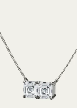 HauteCarat18K Asscher Lab Grown Diamond Twin Necklace