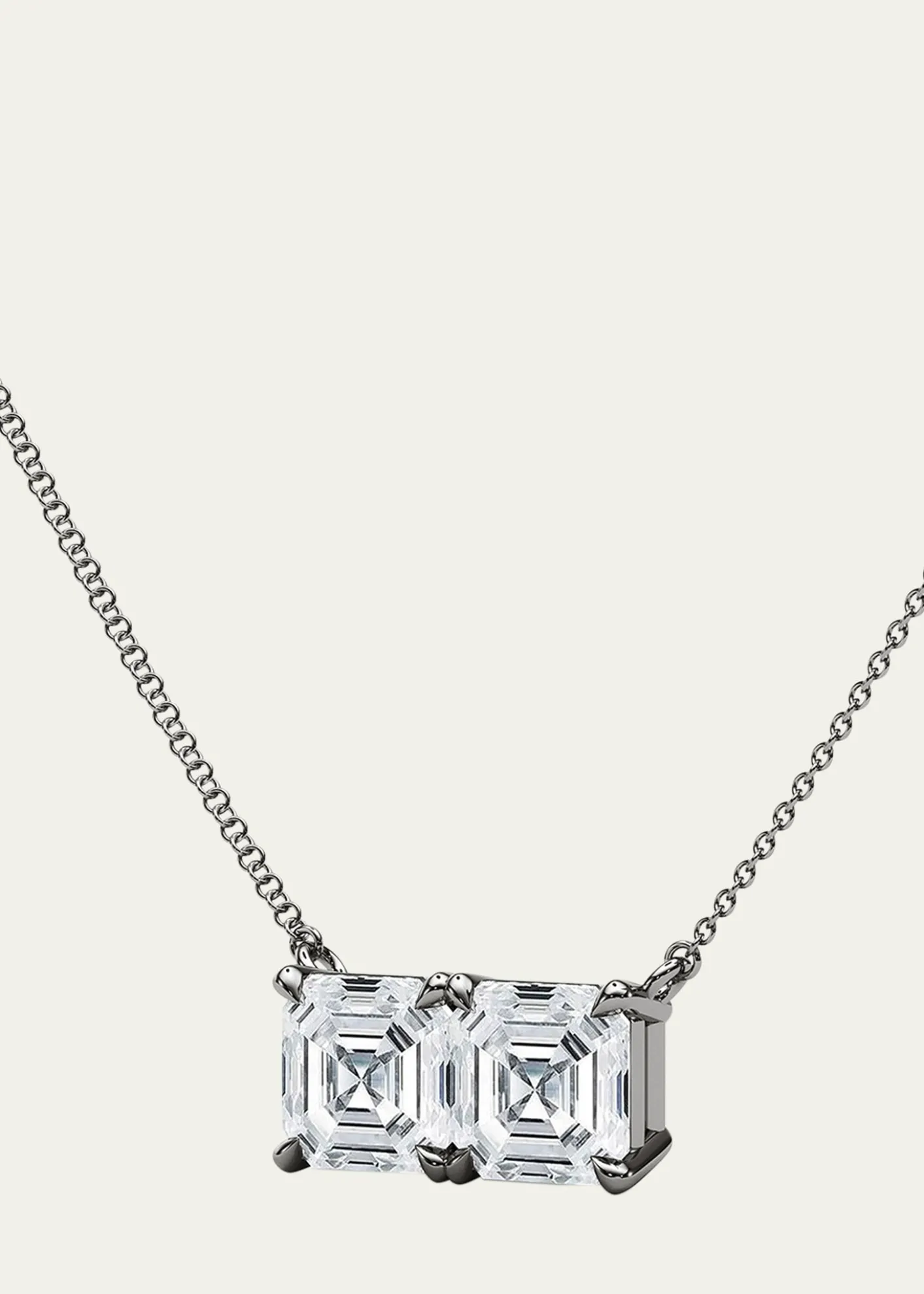 HauteCarat18K Asscher Lab Grown Diamond Twin Necklace