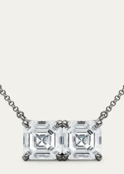 HauteCarat18K Asscher Lab Grown Diamond Twin Necklace