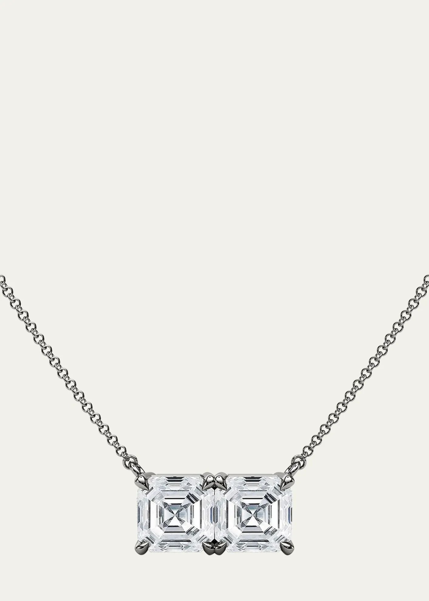 HauteCarat18K Asscher Lab Grown Diamond Twin Necklace