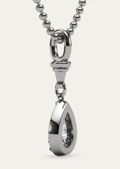 HauteCarat18K Ball and Chain Pear Shape Lab Grown Diamond Pendant Necklace, 2.0tcw