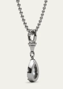HauteCarat18K Ball and Chain Pear Shape Lab Grown Diamond Pendant Necklace, 3.0tcw
