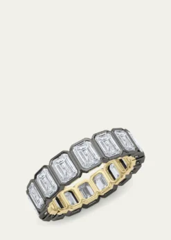 HauteCarat18K Emerald Cut Bezel Lab Grown Diamond Eternity Band, 9.0tcw