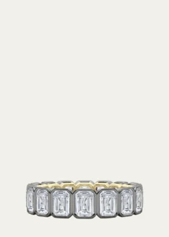 HauteCarat18K Emerald Cut Bezel Lab Grown Diamond Eternity Band, 6.6tcw