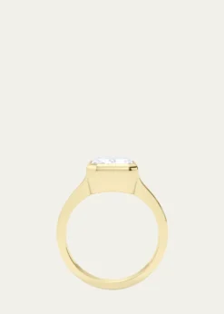 HauteCarat18K Emerald Cut Lab Grown Diamond Cigar Bezel Ring, 2.0tcw