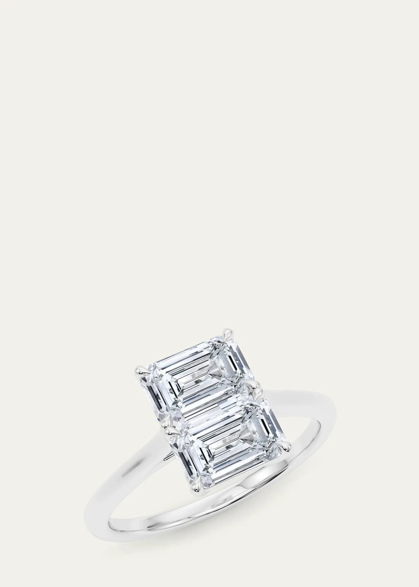 HauteCarat18K Emerald Lab Grown Diamond East-West Twin Ring